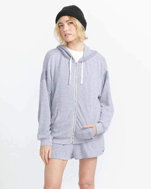 Super Deal Lived in Lounge Frenchie Zip Hoodie - Denim