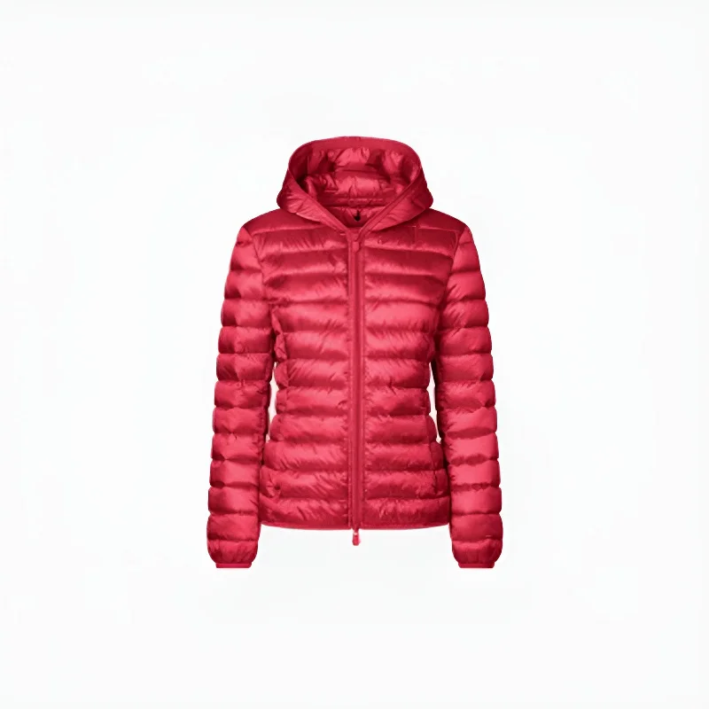 Limited Edition Woman's Alexis Hooded Puffer Jacket in Tango Red