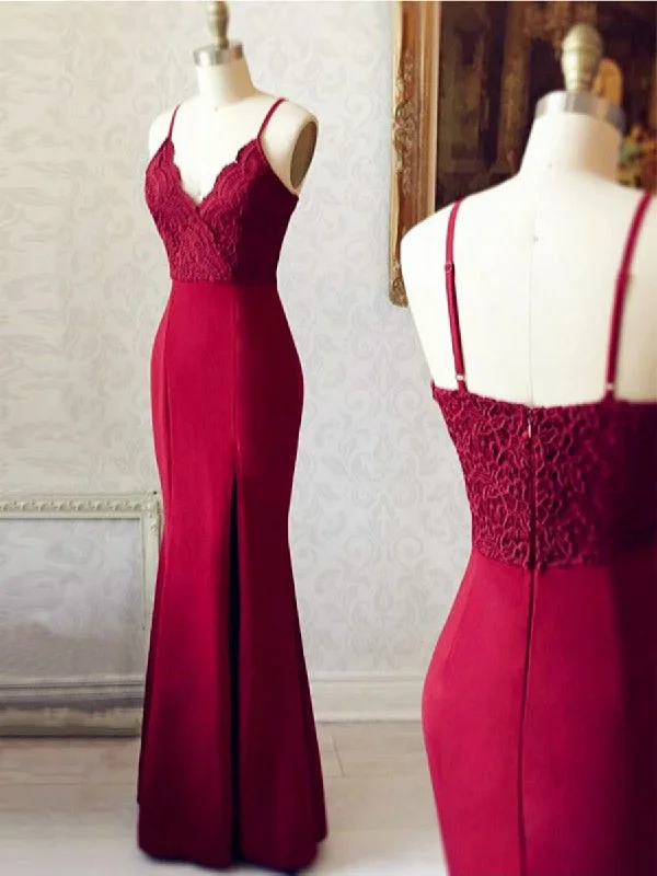 Blowout Sale Burgundy V Neck Mermaid Backless Lace Long Prom Dresses, Burgundy Mermaid Bridesmaid Dresses, Burgundy Formal Dresses Blowout Sale Burgundy V Neck Mermaid Backless Lace Long Prom Dresses, Burgundy Mermaid Bridesmaid Dresses, Burgundy Formal Dresses