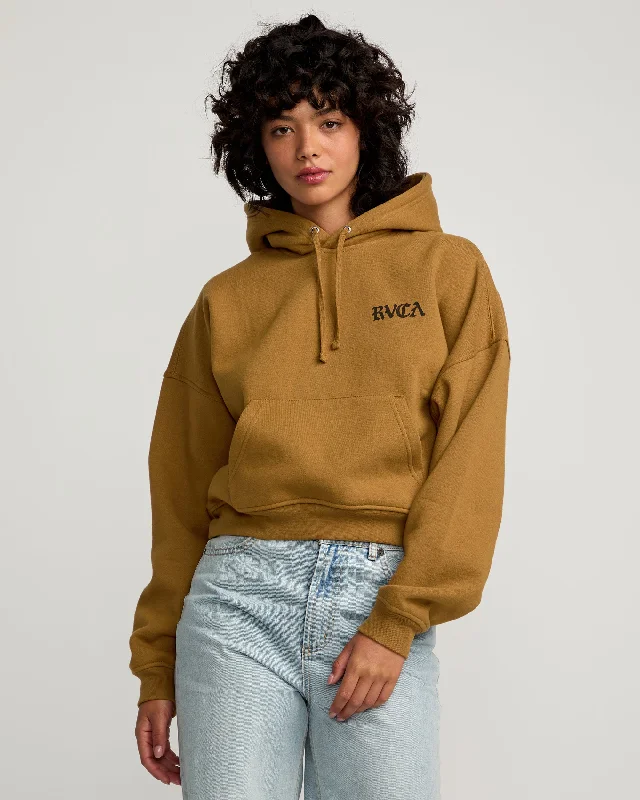 Year-End Clearance English Crop Hoodie - Vintage Brown