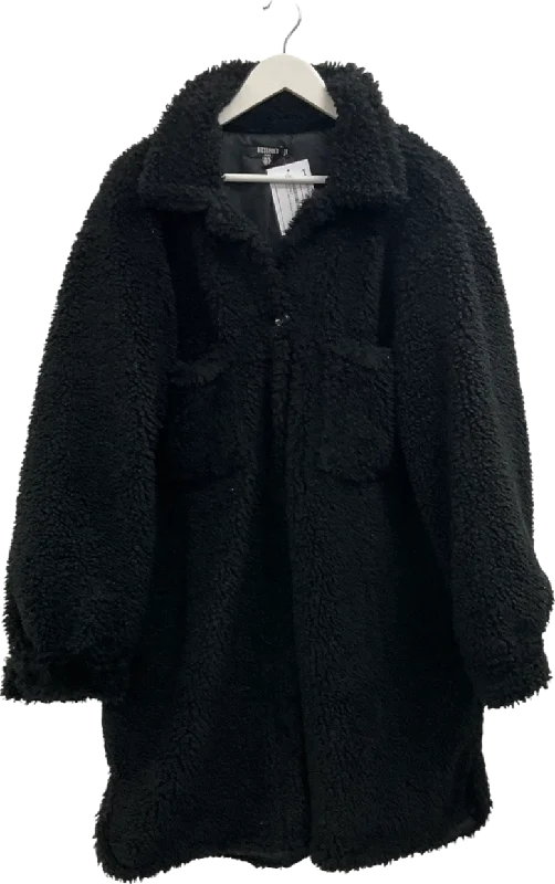 Overstock Missguided Black Teddy Bear Coat - Plus Size UK 16