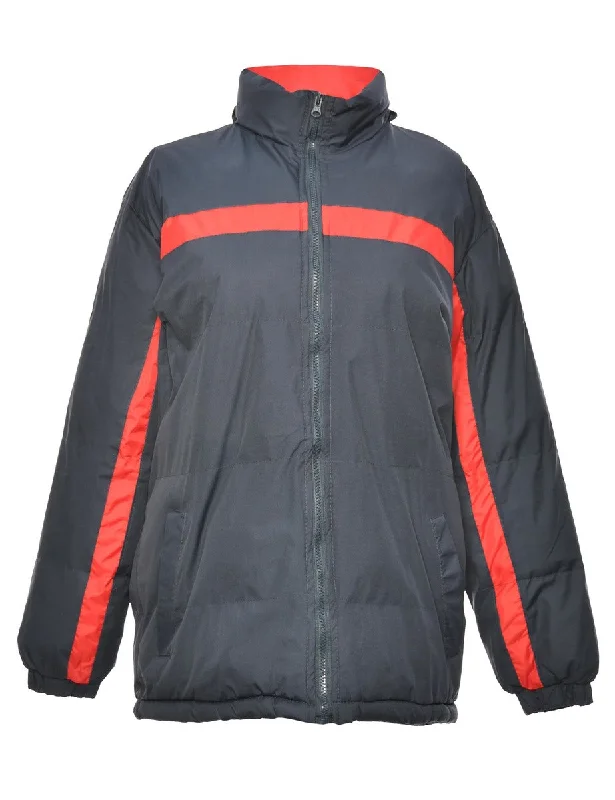 Seasonal Sale Navy & Red Contrast Puffer Jacket - L
