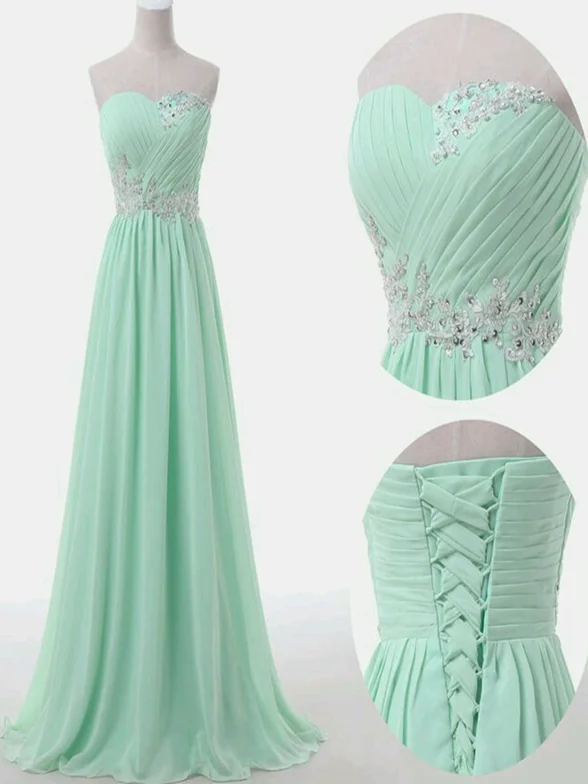 Deep Discounts A Line Sweetheart Neck Floor Length Prom Dress, Long Formal / Bridesmaid Dress