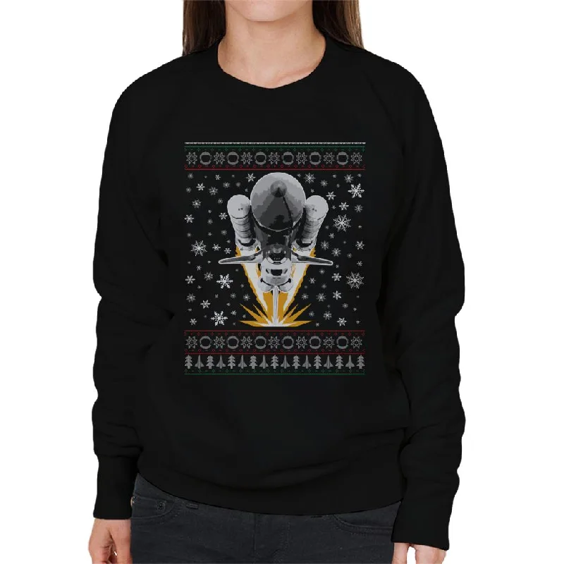 Referral Discount NASA Shuttle Launch Christmas Knit Pattern Women's Sweatshirt
