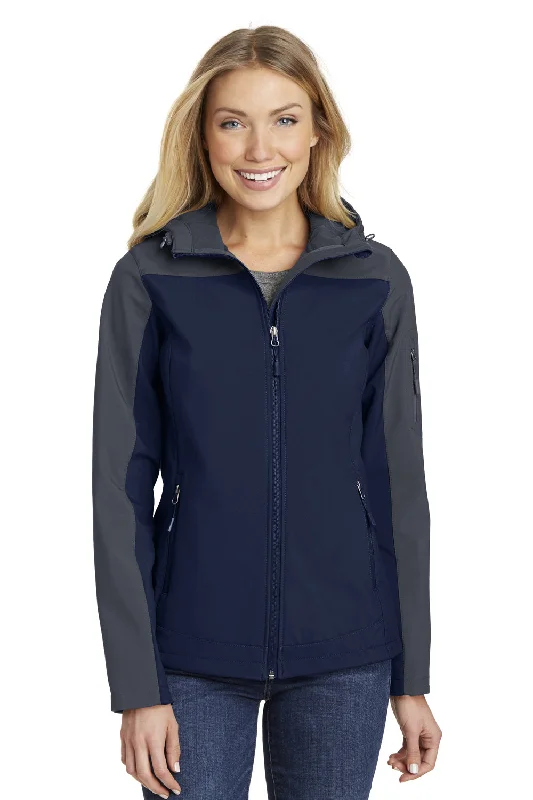 Early Access Port Authority Womens Core Wind & Water Resistant Full Zip Hooded Jacket - Dress Navy Blue/Battleship Grey Early Access Port Authority Womens Core Wind & Water Resistant Full Zip Hooded Jacket - Dress Navy Blue/Battleship Grey