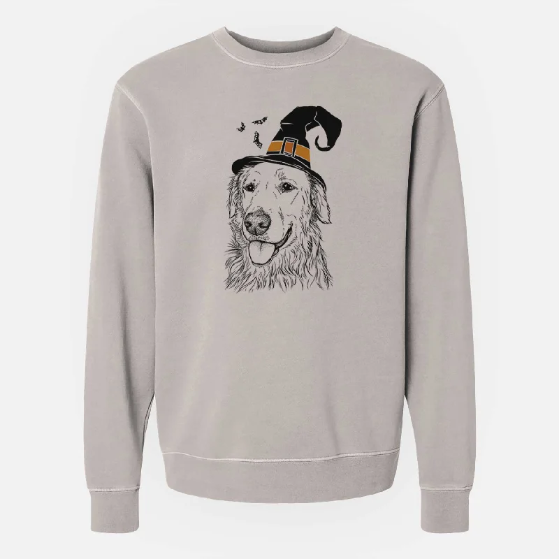 Deep Discounts Witch Hopper the Golden Retriever - Unisex Pigment Dyed Crew Sweatshirt