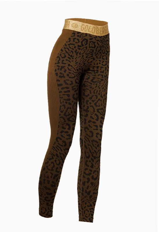 Special Price Goldbergh Caitlyn Ski Thermal Legging in Brown Animal Print