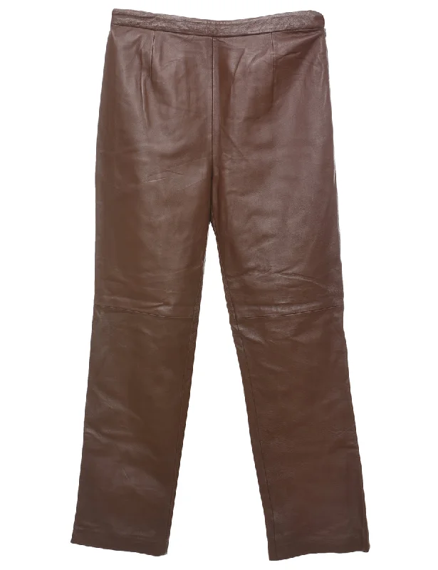 Deal Dash Clio Brown Classic Leather Trousers - W32 L32