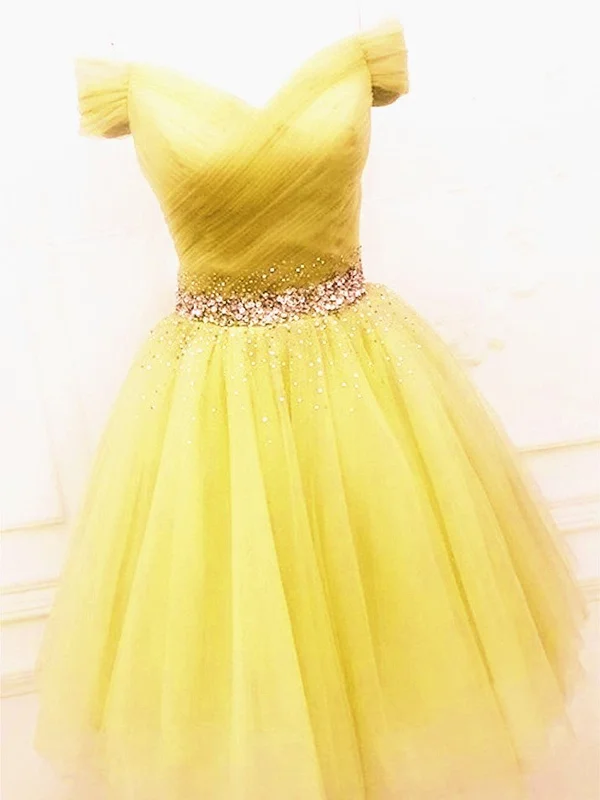 oversized dressoversized dressCute Off Shoulder Sequins Yellow Short Prom Dresses, Off the Shoulder Yellow Homecoming Dresses, Yellow Formal Evening Dresses