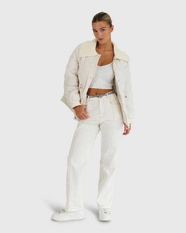 Bargain Blast See You Again Quilted Jacket - Cream