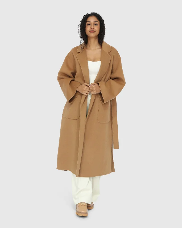 Amazing Deals Wide Awake Split Hem Overcoat - Camel