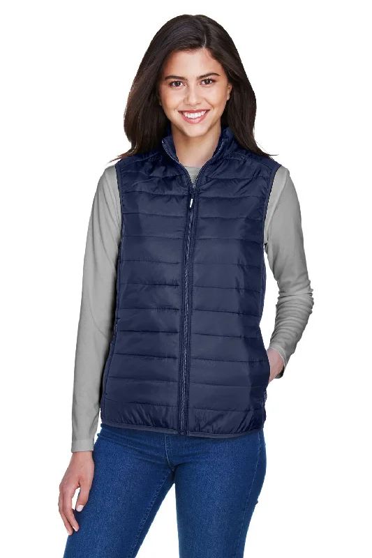 Limited Time Discount Core 365 Womens Prevail Packable Puffer Water Resistant Full Zip Vest - Classic Navy Blue