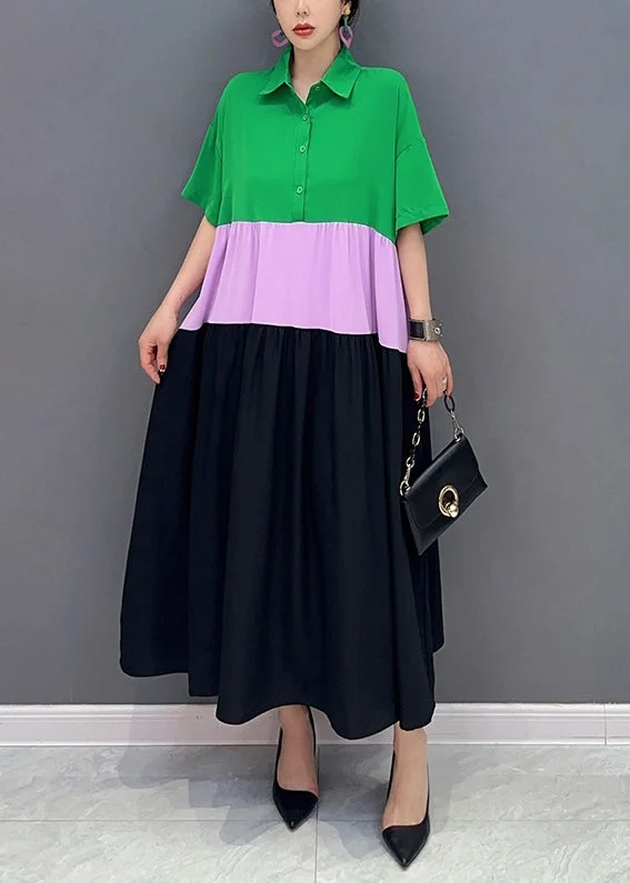 Best Seller Chic Colorblock Peter Pan Collar Patchwork Cotton A Line Dress Short Sleeve Best Seller Chic Colorblock Peter Pan Collar Patchwork Cotton A Line Dress Short Sleeve