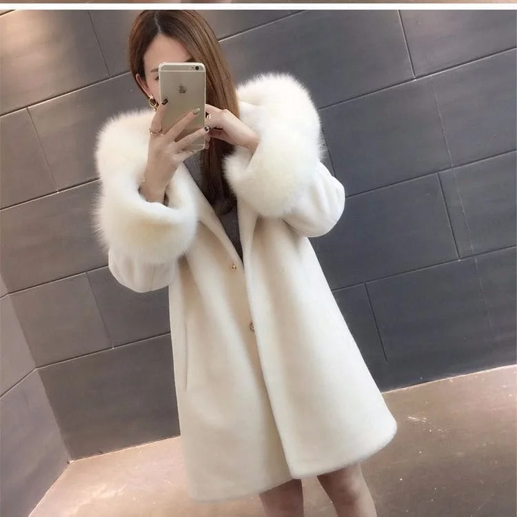 Seasonal Clearance Winter New Women's Warm Fur Coat, Faux Fur Faux Fur Hooded Mid-length Seasonal Clearance Winter New Women's Warm Fur Coat, Faux Fur Faux Fur Hooded Mid-length