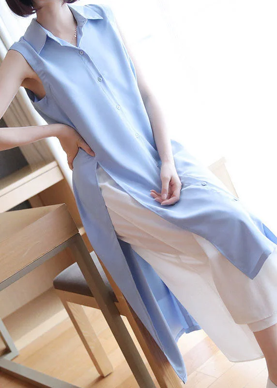 casual knit dresscasual knit dressOrganic Light Blue Oversized Side Open Chiffon Long Shirts Summer