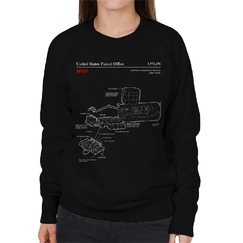 cozy workout hoodieNASA Japanese Experiment Module Kibo Blueprint Women's Sweatshirt