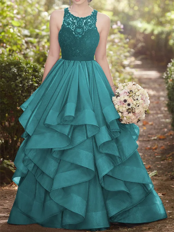 Super Sale Custom Made Green Round Neck Lace Tulle Long Wedding Dresses, Green Prom Dresses, Green Formal Dresses Super Sale Custom Made Green Round Neck Lace Tulle Long Wedding Dresses, Green Prom Dresses, Green Formal Dresses