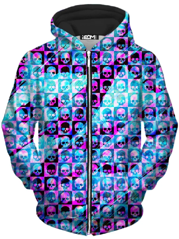 soft pullover hoodieSkull Fam Blue Unisex Zip-Up Hoodie