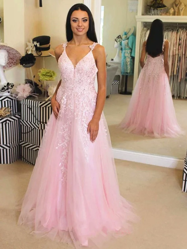 Deal Explosion A Line V Neck Pink Lace Long Prom Dresses, Pink Lace Formal Dresses, Pink Evening Dresses SP2077 Deal Explosion A Line V Neck Pink Lace Long Prom Dresses, Pink Lace Formal Dresses, Pink Evening Dresses SP2077