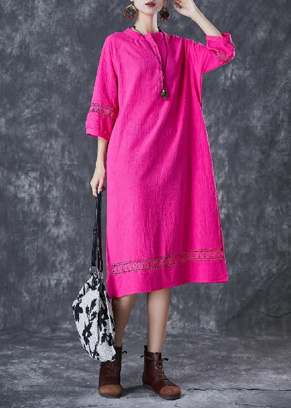 Special Promotion Fashion Rose Oversized Patchwork Cotton Vacation Dresses Bracelet Sleeve