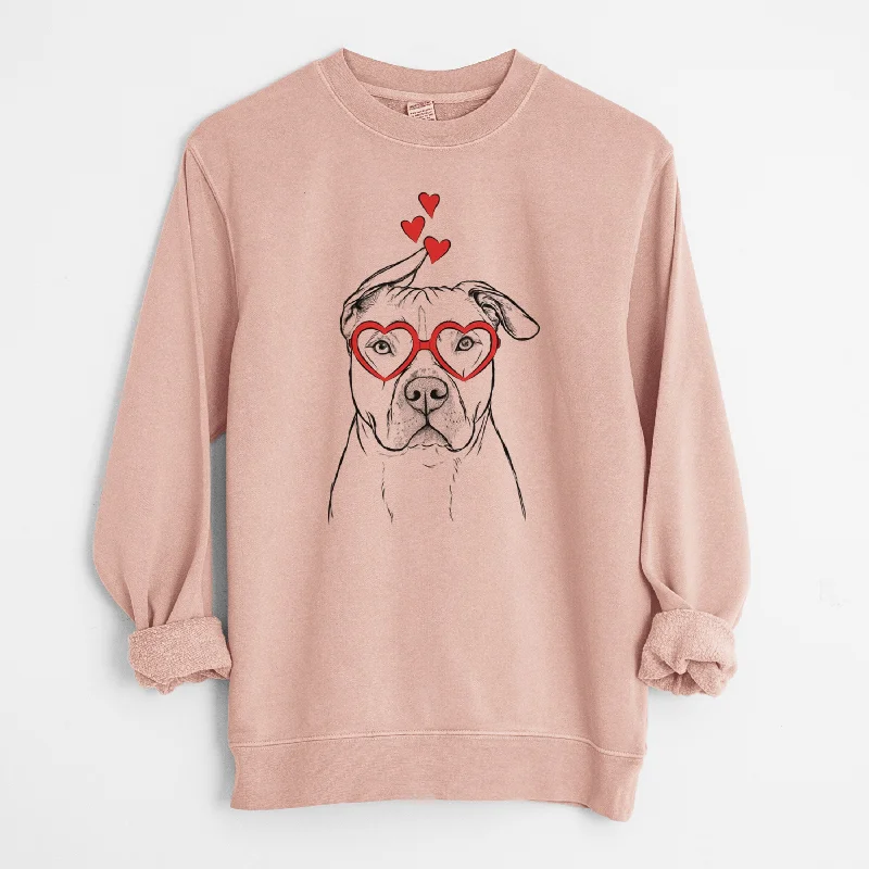Price Break Valentine Teddy Jam the Pitbull - Unisex Pigment Dyed Crew Sweatshirt