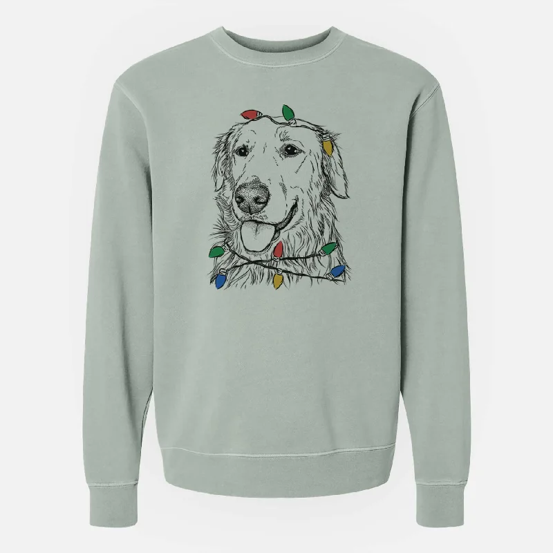 Year-End Sale Christmas Lights Hopper the Golden Retriever - Unisex Pigment Dyed Crew Sweatshirt