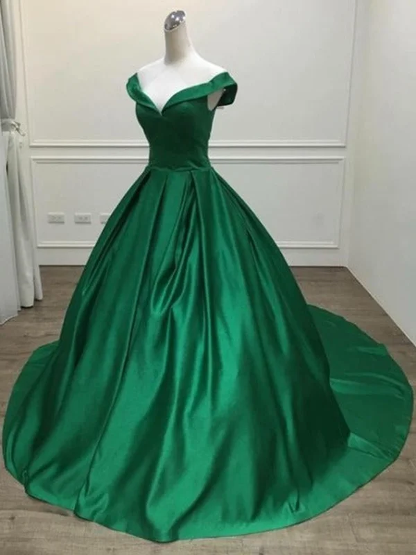 Savings Event Off Shoulder Green Satin Long Prom Dresses with Train, Off the Shoulder Green Formal Evening Dresses SP2237 Savings Event Off Shoulder Green Satin Long Prom Dresses with Train, Off the Shoulder Green Formal Evening Dresses SP2237
