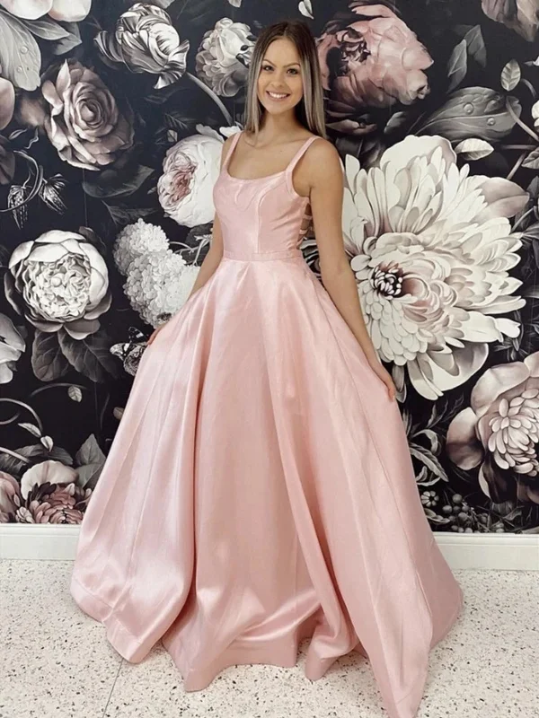 New Deals Simple A Line Pink Satin Long Prom Dresses, Long Pink Formal Evening Dresses New Deals Simple A Line Pink Satin Long Prom Dresses, Long Pink Formal Evening Dresses