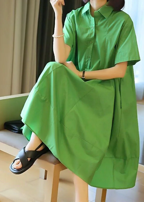 knit dressknit dressPlus Size Green Oversized Patchwork Exra Large Hem Cotton Shirt Dresses Summer