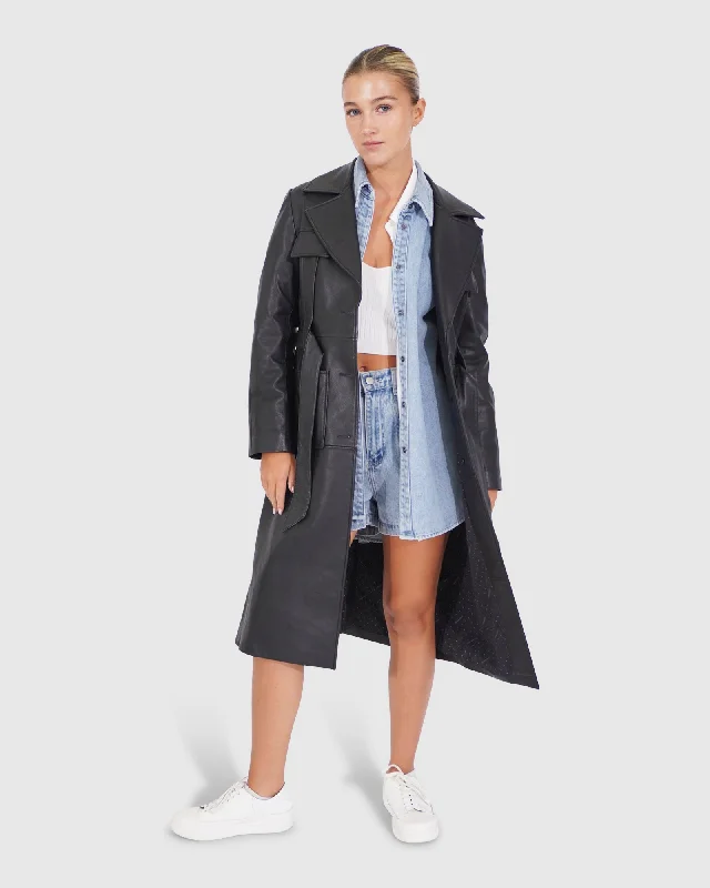 Factory Direct Sale Unstoppable Leather Trench - Black