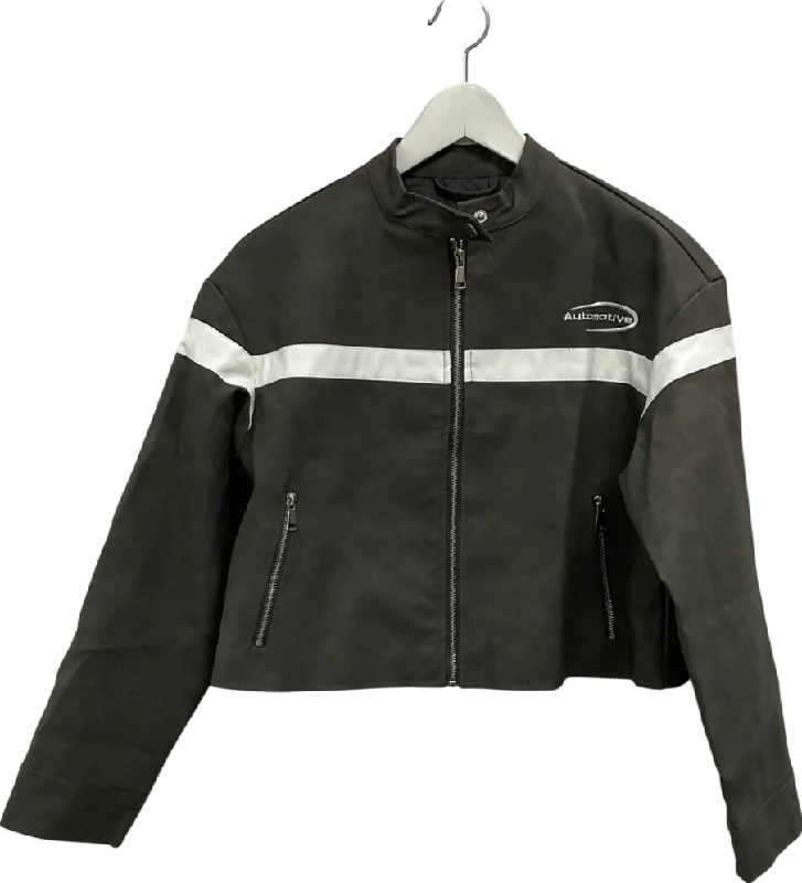 Major Savings boohoo Grey Automotive Faux Leather Jacket UK 8