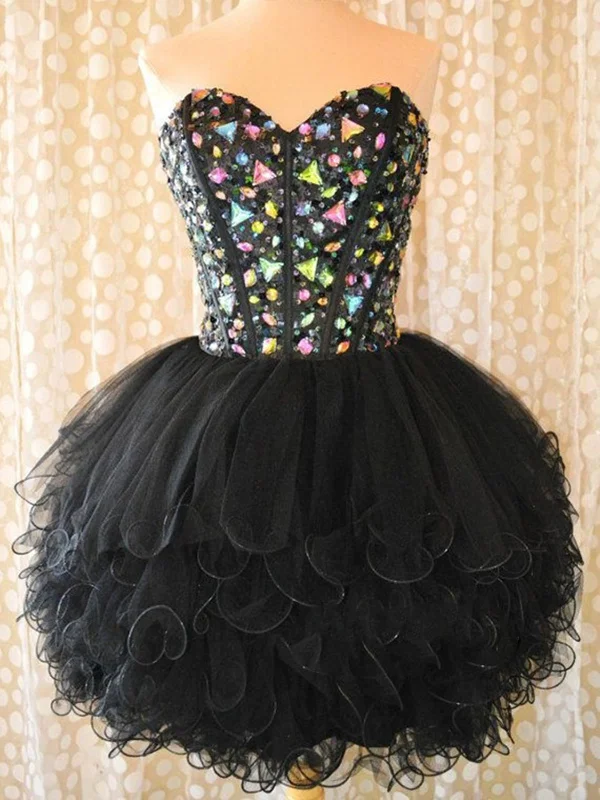 off-shoulder dressoff-shoulder dressShort Black Sweetheart Neck Prom Dresses, Short Black Homecoming Dresses