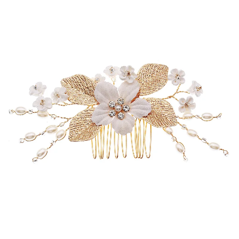 elegant shift dresselegant shift dressBridal headwear Hairpin comb Wedding party wedding photo hairpin white polymer clay flower hair comb  768293185702