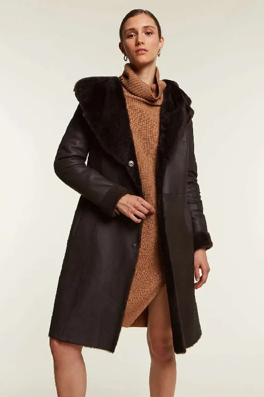 Super Sale Brown shearling coat women's