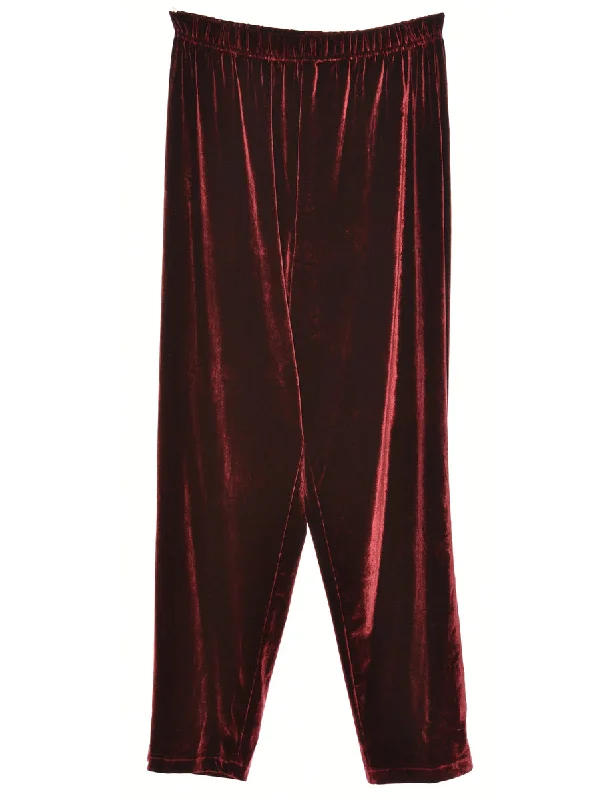 Crazy Deals Velvet Fabric Maroon Trousers - W30 L35