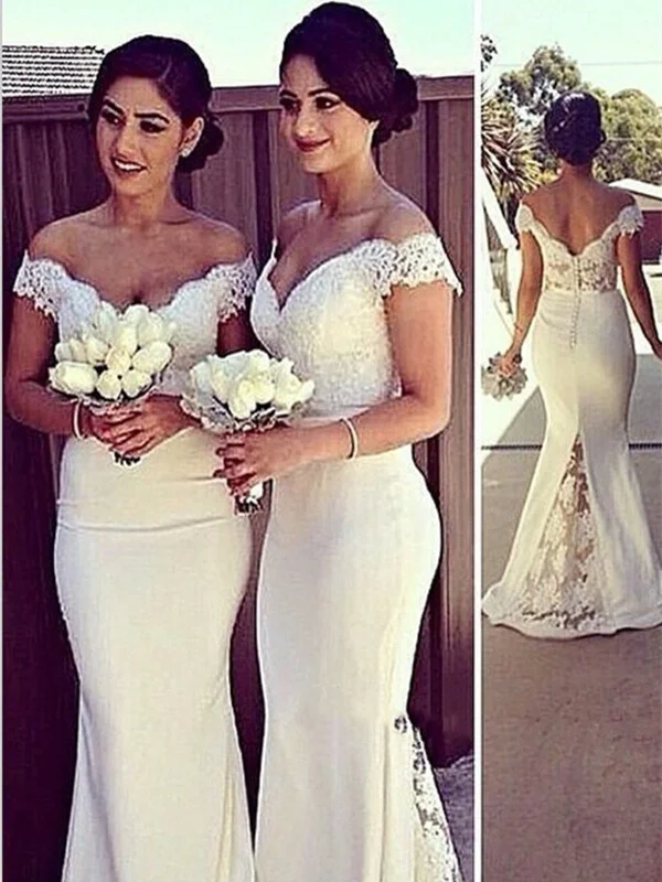 oversized dressoversized dressWhite Mermaid Off Shoulder Lace Prom Dresses, Lace Formal Dresses, White Lace Bridesmaid Dresses