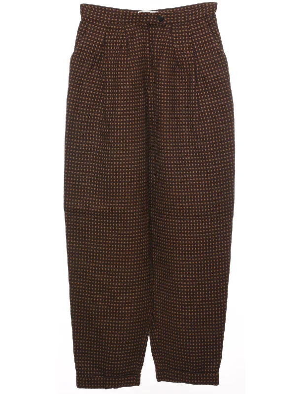 Lowest Price Dark Brown & Orange Spot Pattern Tapered Trousers - W26 L28