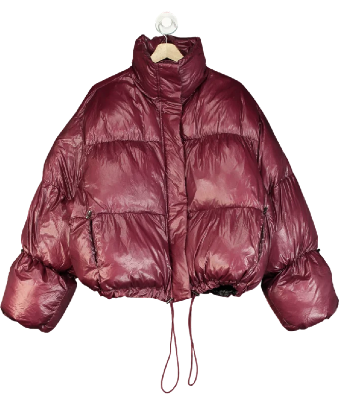 Factory Direct Sale Oval Square Red Cropped Puffer Jacket UK S/M