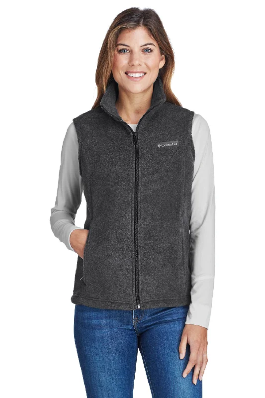Blowout Sale Columbia Womens Benton Springs Full Zip Fleece Vest - Heather Charcoal Grey - Closeout