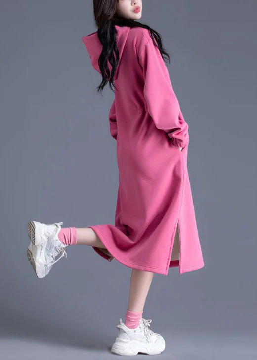 floral midi dressfloral midi dressBeautiful Pink Hooded Cinched Side Open Warm Fleece Sweatshirts Dress Spring