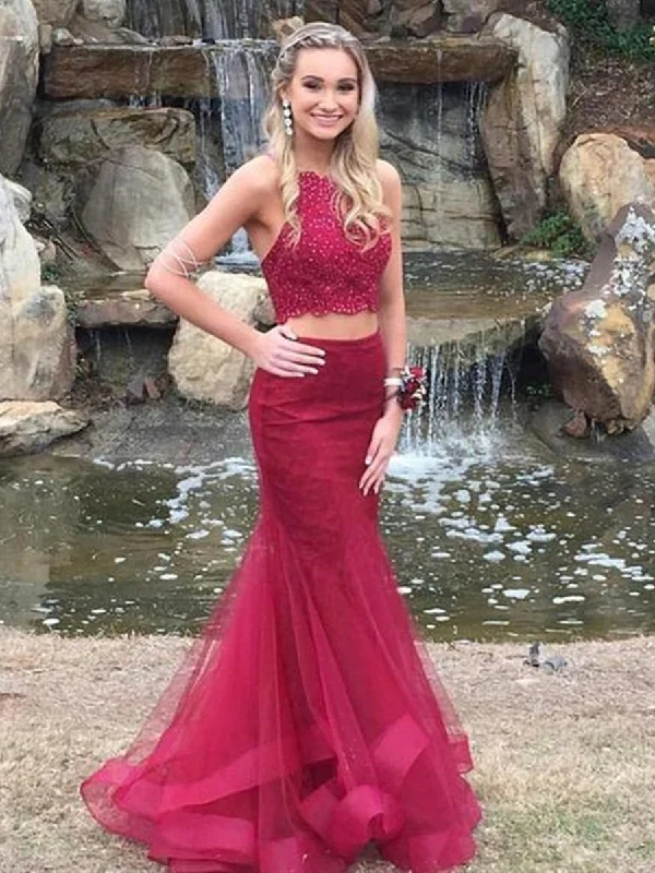 Lowest Price 2 Pieces Mermaid Lace Burgundy Long Prom Dresses, Burgundy 2 Pieces Lace Formal Evening Dresses, Mermaid Burgundy Graduation Dresses Lowest Price 2 Pieces Mermaid Lace Burgundy Long Prom Dresses, Burgundy 2 Pieces Lace Formal Evening Dresses, Mermaid Burgundy Graduation Dresses