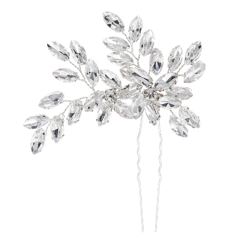 casual dresscasual dressWedding accessories Hairpin Bun Hair headdress U-shaped hair fork pin Hand-made horseeye rhinrhinee bridal hairpin 794126659820