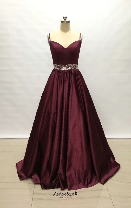 printed dressprinted dressBall Gown Spaghetti Straps Burgundy Prom Dress