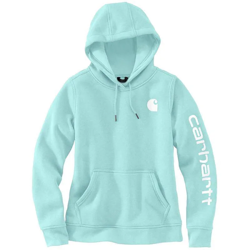 Discount Mania 102791 - Women's relaxed fit midweight logo sleeve graphic hoodie - Pastel Turquoise