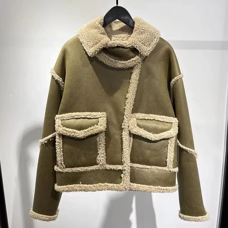 Can't Miss Elegant Women's Sheepskin Coat in Eco Wool. Large size sheepskin coat