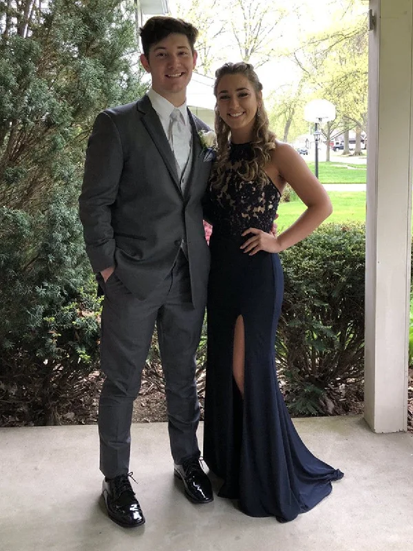 Huge Savings Halter Neck Mermaid Backless Lace Black Prom Dresses with Leg Slit, Black Lace Graduation Dresses, Formal Dresses, Evening Dresses Huge Savings Halter Neck Mermaid Backless Lace Black Prom Dresses with Leg Slit, Black Lace Graduation Dresses, Formal Dresses, Evening Dresses