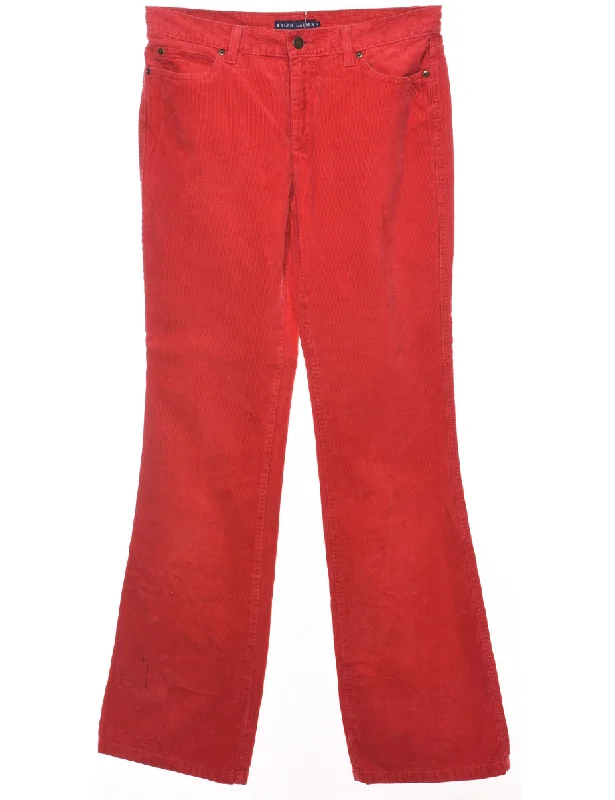 Shop and Save Ralph Lauren Red Straight-Fit Corduroy Trousers - W30 L34