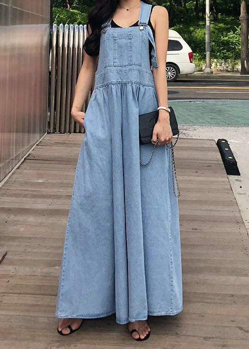 long-sleeve floral dresslong-sleeve floral dressFrench Blue Wrinkled Patchwork Denim Long Dress Sleeveless