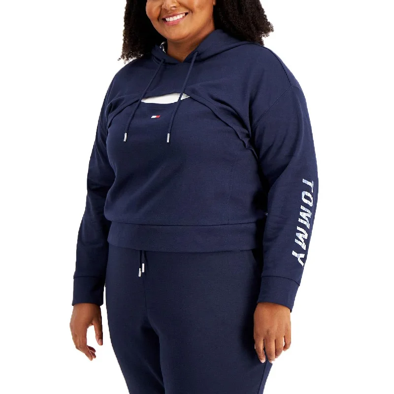 Discount Extravaganza Tommy Hilfiger Sport Womens Plus Keyhole Logo Hoodie