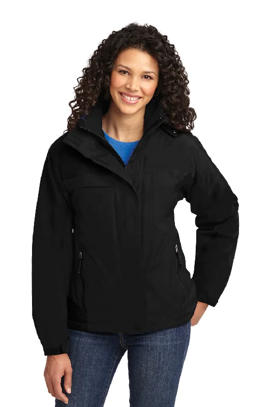 Super Sale Port Authority Womens Nootka Waterproof Full Zip Hooded Jacket - Black